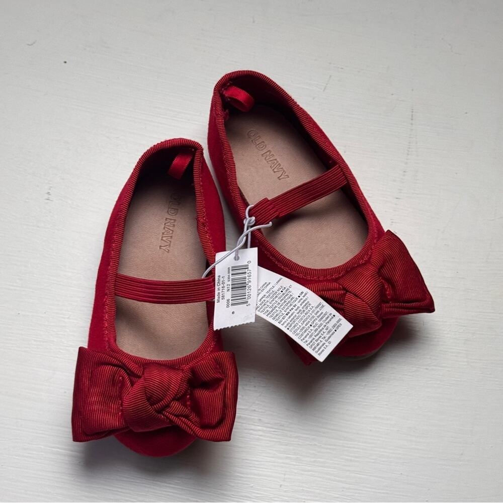 Old Navy Red  Bow Mary Jane  Kids Ballet Flats Sz 6 NWT